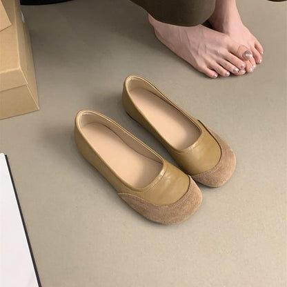 Sample Round Toe Faux Leather Flats