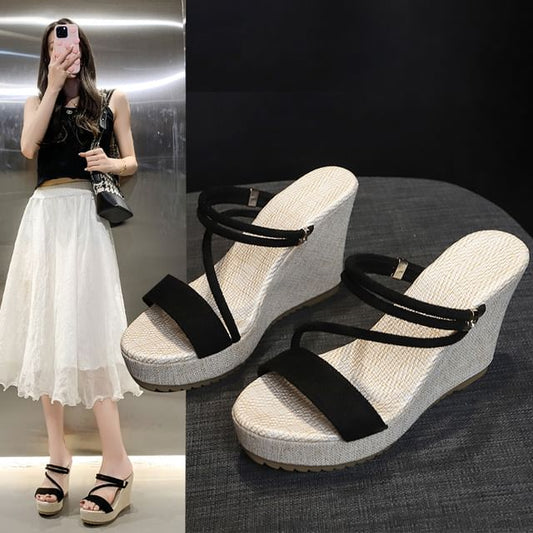 Platform Slide Wedge Sandals Strappy