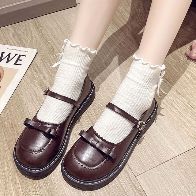 Shoes Platform Bow Mary Jane