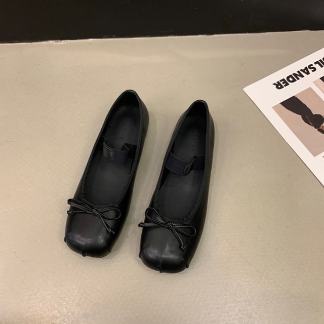 Jane Flats Toe Bow Mary Square