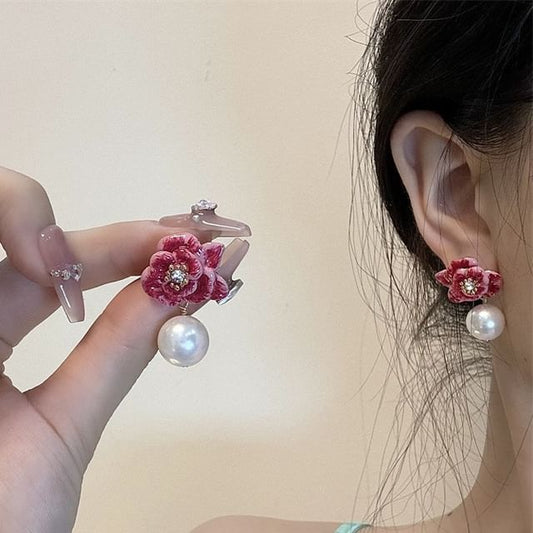 Wholesale Sample Faux Leather Floral Ball Drop Earring