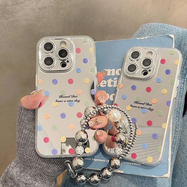 Polka Set Mirrored Case Phone Dot Strap /