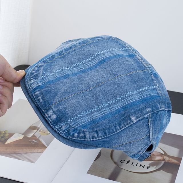 Flat Washed Cap Denim Striped