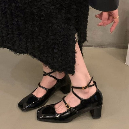 Sample Chunky Heel Square-Toe Mary Jane Shoes