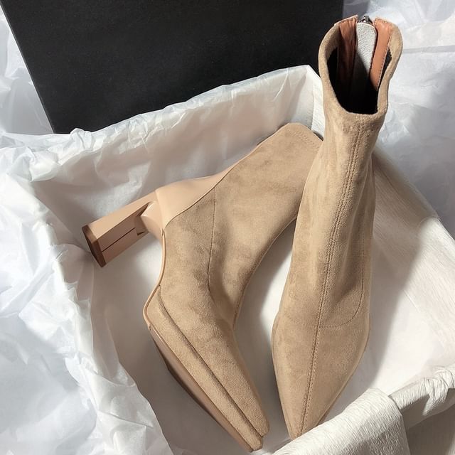 Sample Pointy Chunky Heel Short Boots