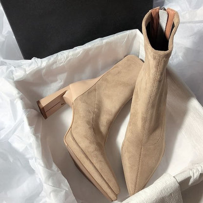 Sample Pointy Chunky Heel Short Boots