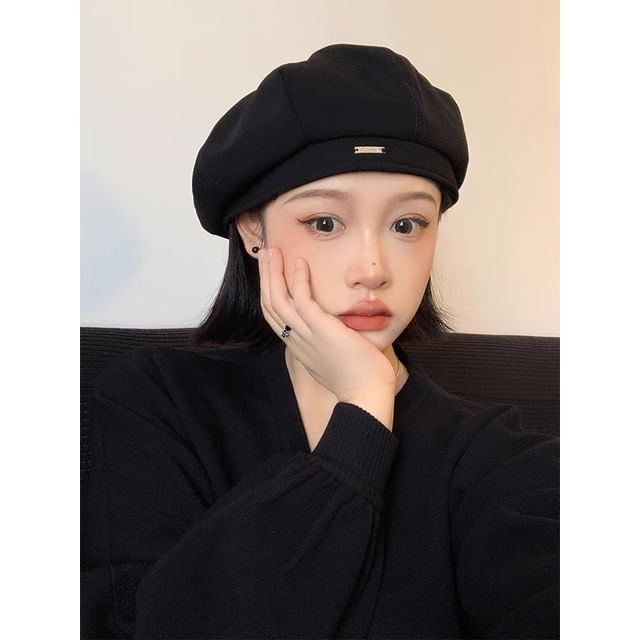 Wool Blend Applique Beret