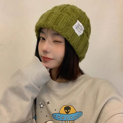 Fuzzy Plain Beanie Knit