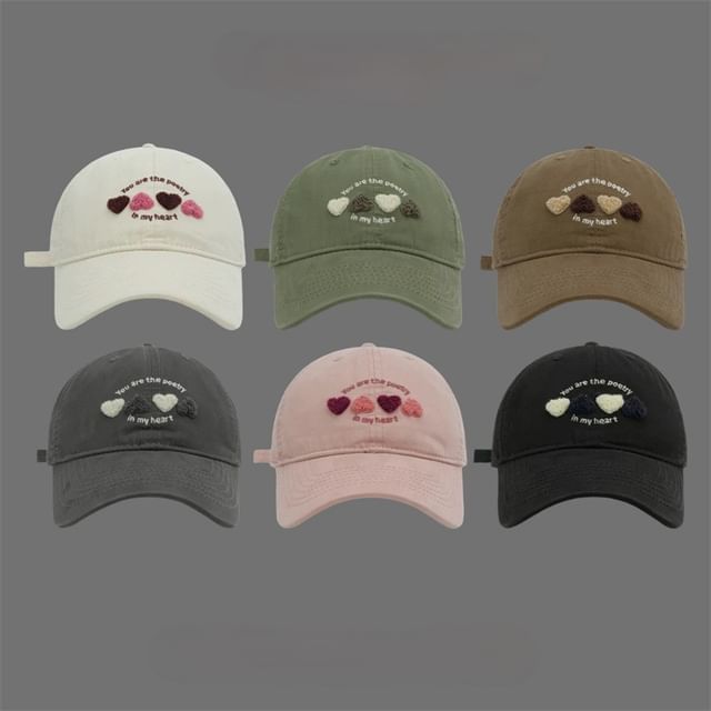 Baseball Cap Heart Embroidered