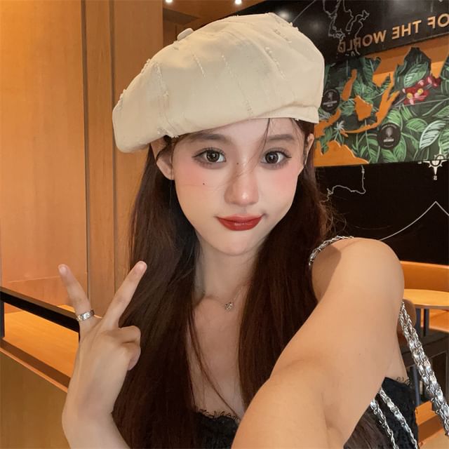 Plain Distressed Beret