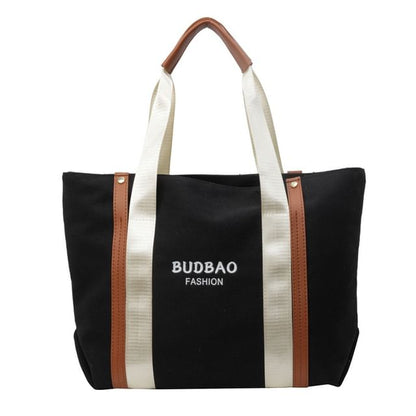 Tote Color Block Lettering Canvas Bag Print