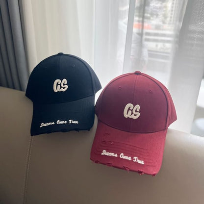 Cap Lettering Distressed Baseball Embroidered