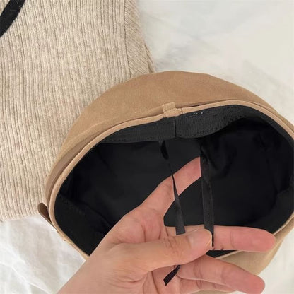 Faux Suede Belted Beret