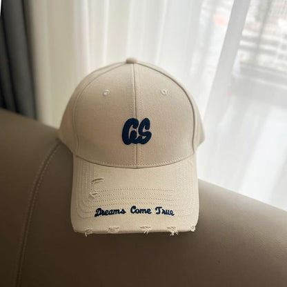 Cap Lettering Distressed Baseball Embroidered