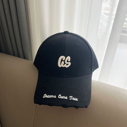 Cap Lettering Distressed Baseball Embroidered