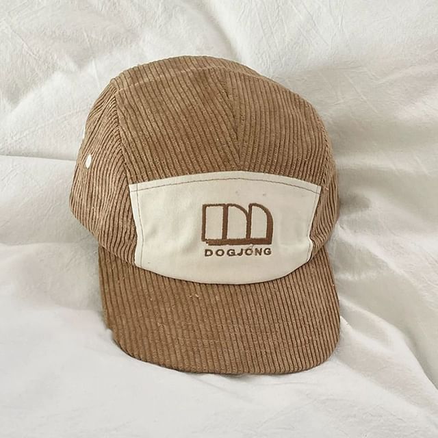 Panel Baseball Cap Corduroy Lettering Embroidered