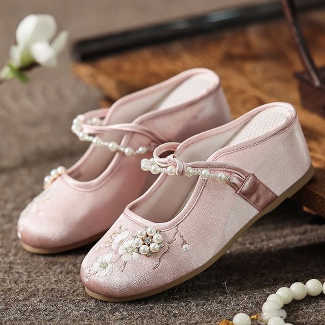 Wedge-Heel Beaded Mules