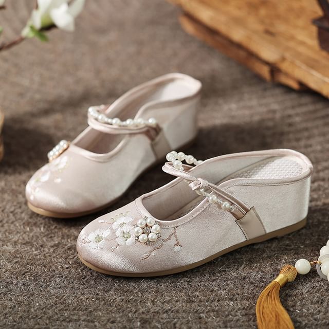 Wedge-Heel Beaded Mules