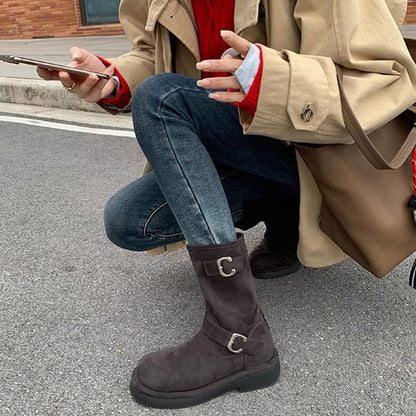 Designs) Boots Faux Buckled Suede (Various
