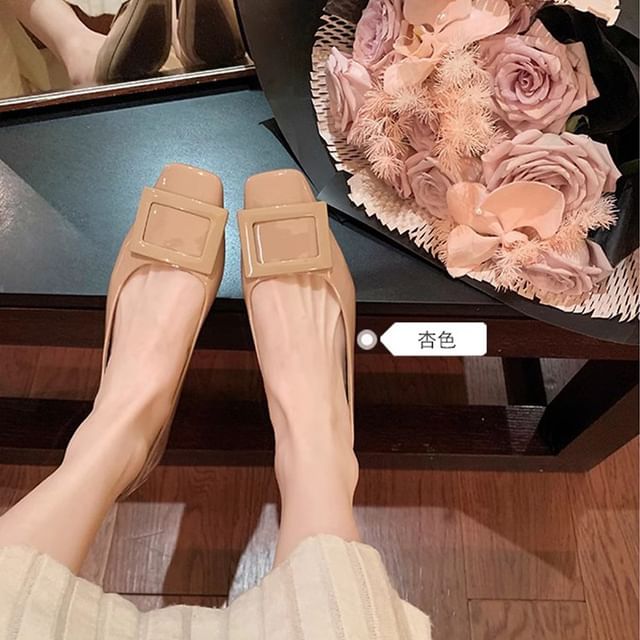 Buckled Pumps Chunky Square Toe Heel