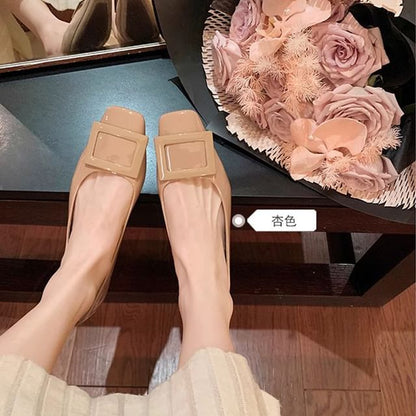 Buckled Pumps Chunky Square Toe Heel