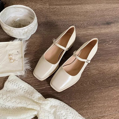 Wholesale SampleSquare Toe Chunky Heel Mary Jane Shoes