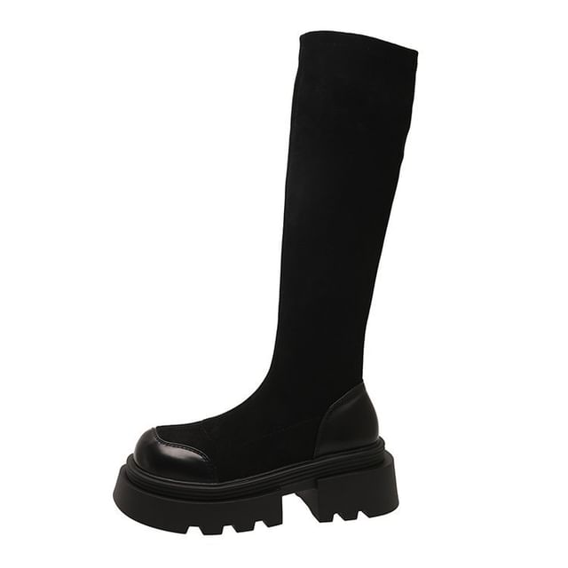 Tall Suede Faux Boots Platform