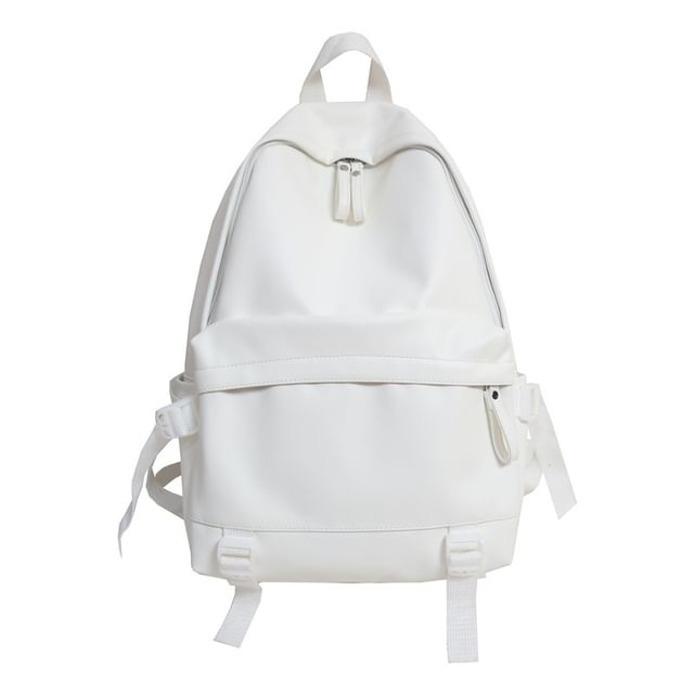 Multi-Pocket Faux Leather Backpack