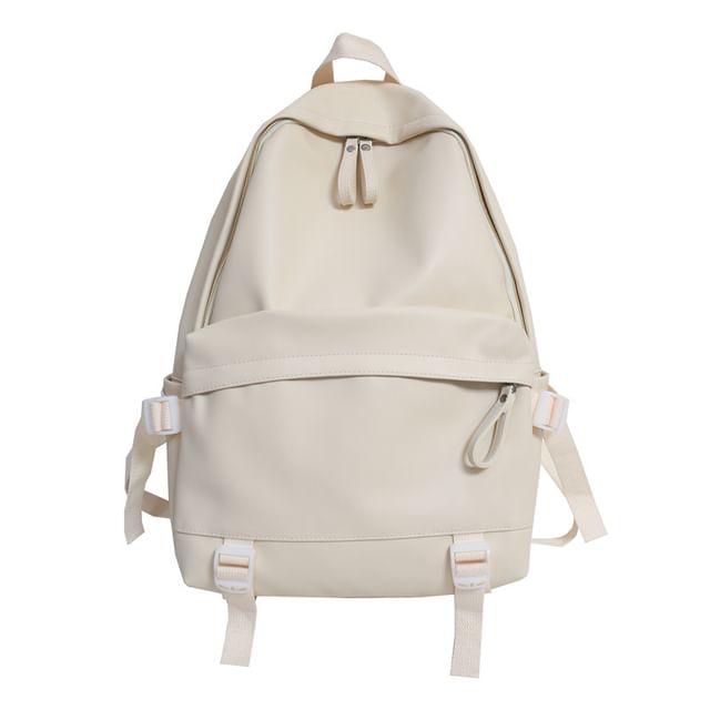 Multi-Pocket Faux Leather Backpack