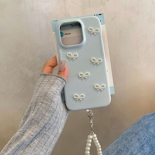 Phone Faux Set / Case Strap Pearl Bow