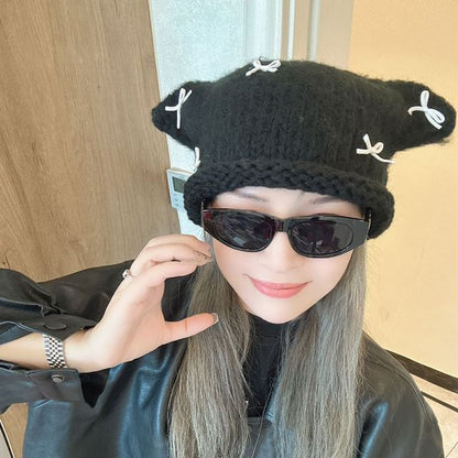 Bow Ear Animal Knit Beanie