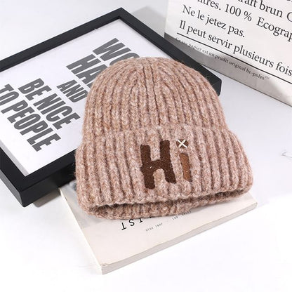 Beanie Lettering Embroidered Knit