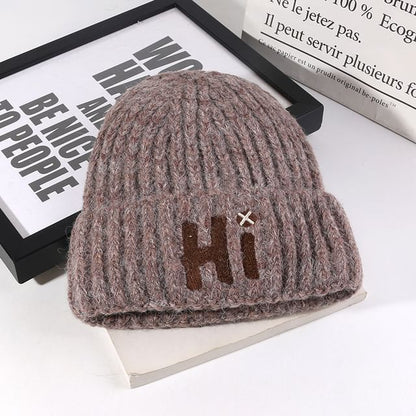 Beanie Lettering Embroidered Knit