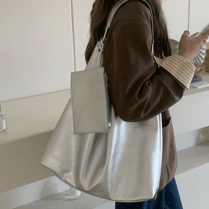 Wholesale Sample Bag With Leather Faux Pouch Plain Tote