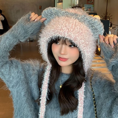 Wool Hat Trapper Ear Cat