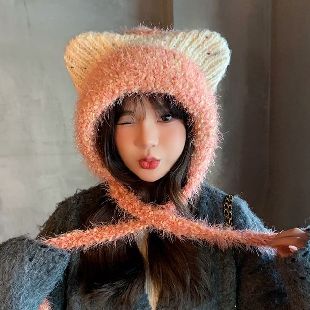 Wool Hat Trapper Ear Cat