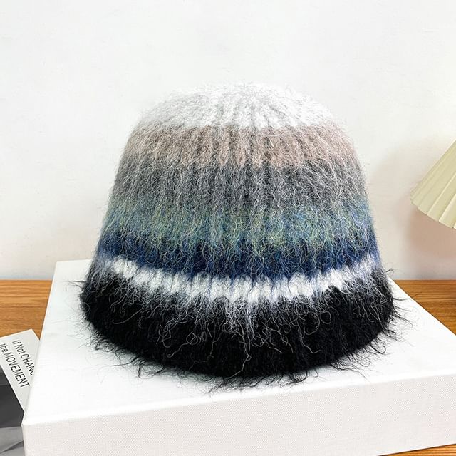 Knit Striped Hat Bucket