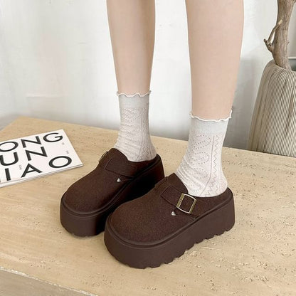 Mules Buckled Faux Platform Suede