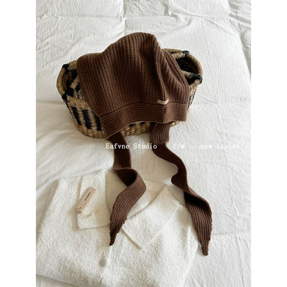 Hat Plain Knit Bonnet