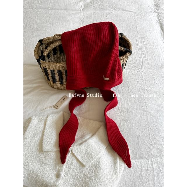 Hat Plain Knit Bonnet
