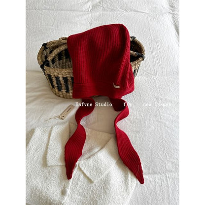 Hat Plain Knit Bonnet