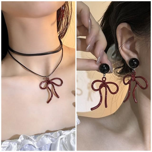 Wholesale Sample Bow Layered Necklace / Drop Earring