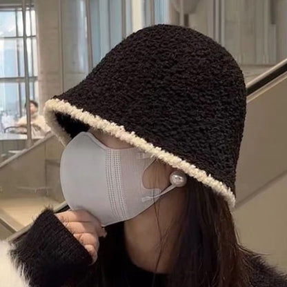 / Bucket Contrast Plain Trim Hat Ear Knit