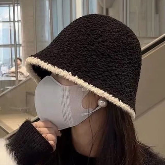 / Bucket Contrast Plain Trim Hat Ear Knit