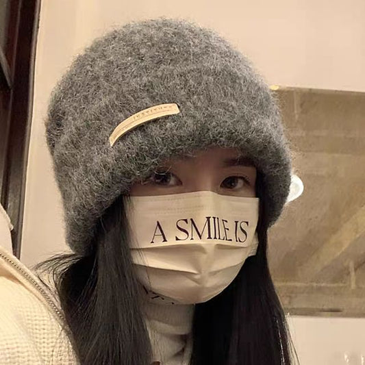 Beanie Plain Applique / Knit Ribbed