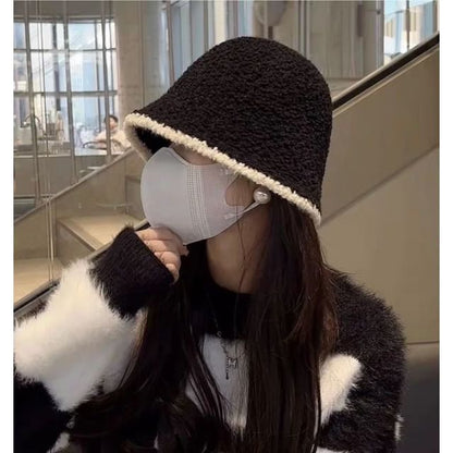 / Bucket Contrast Plain Trim Hat Ear Knit