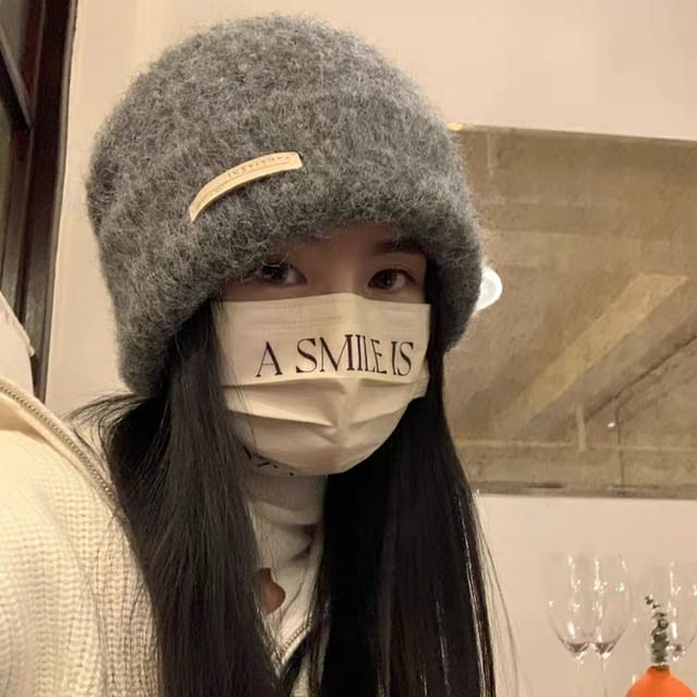 Beanie Plain Applique / Knit Ribbed