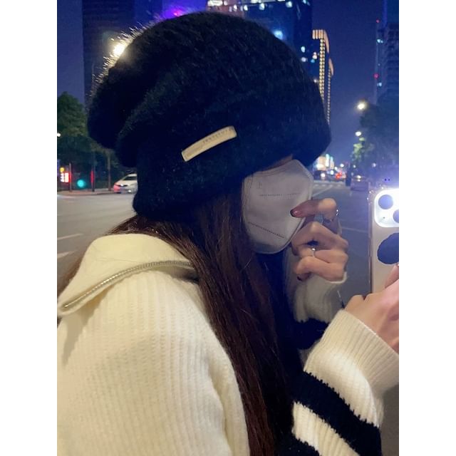 Beanie Plain Applique / Knit Ribbed