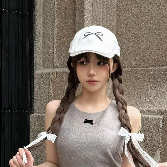 Newsboy Print Bow Cap