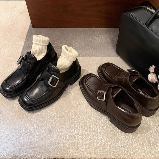 Wholesale SampleSquare Toe Buckled Loafers